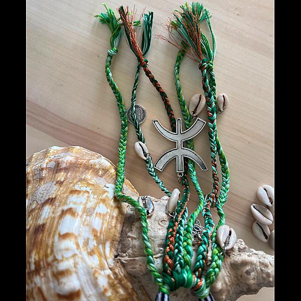 Élastique Izil Vert – Accessoire Cheveux Tribal Berbère