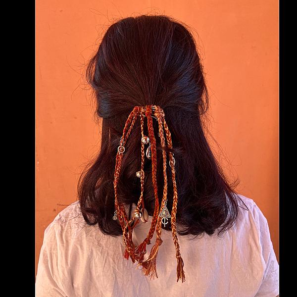 Élastique Aghilas Marron – Accessoire Cheveux Tribal Berbère