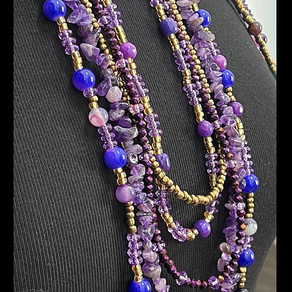 Bralette Épaules Mauve Améthyste & Or en Pierres Naturelles