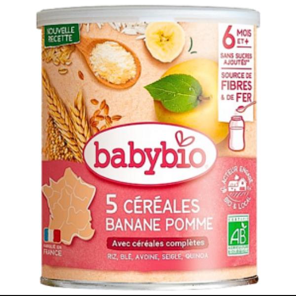 Babybio 5 Cereales Banane Pomme 220g