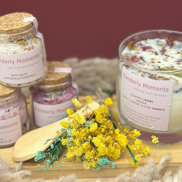 Coffret Bien-Être “Détente Florale” – Bougie & Sels de Bain Naturels