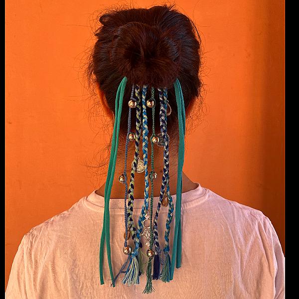 Élastique Amanar Bleu – Accessoire Cheveux Tribal Berbère